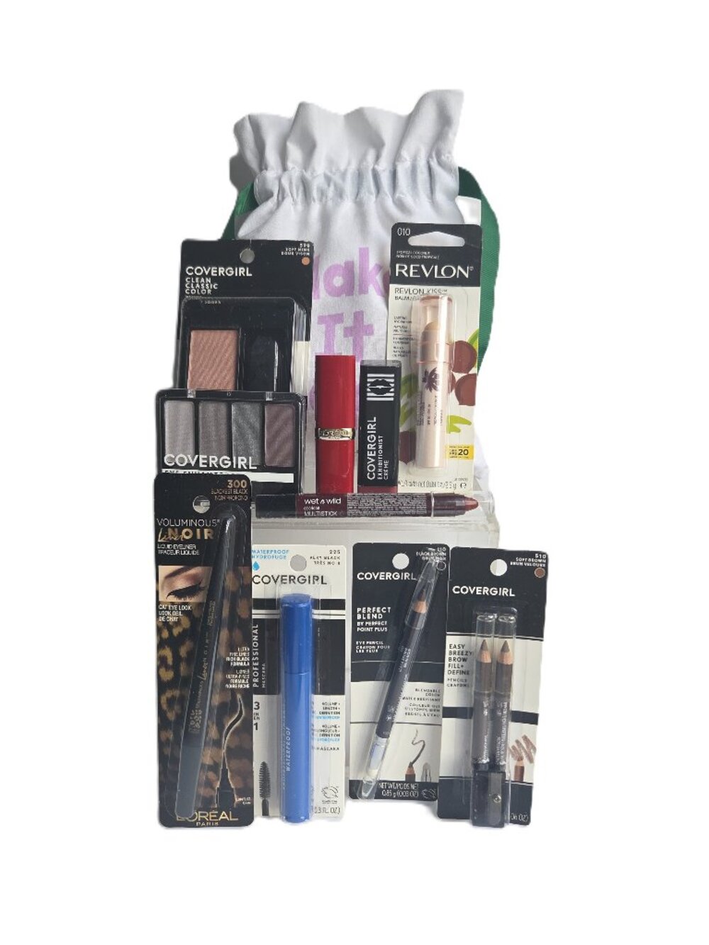 10pc NEW Makeup Lot Covergirl L'Oreal Revlon Wet n Wild + Sephora Bag!